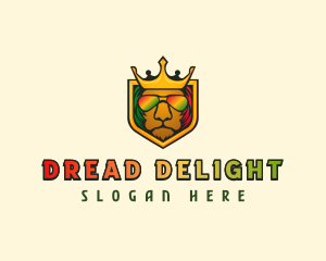 Dreadlocks - Reggae Lion Crown logo design