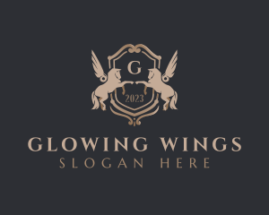 Pegasus Wings Shield logo design