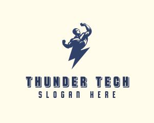 Thunder Power Man logo design