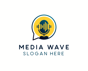Broadcasting - Microphone Talk Podcast logo design