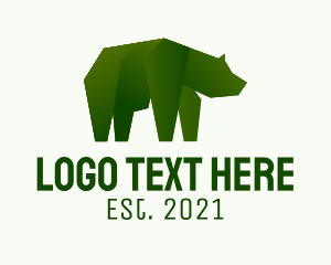 Green - Grizzly Bear Origami logo design