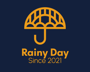 Raining - Minimalist Yellow Umbrella logo design