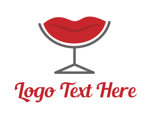 Wine - Red Lips logo design