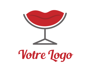 Red Wine - Red Lips logo design