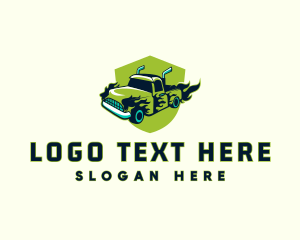 Farm Truck - Flaming Truck Wheels logo design