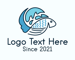 Diving - Sea Wave Fish logo design
