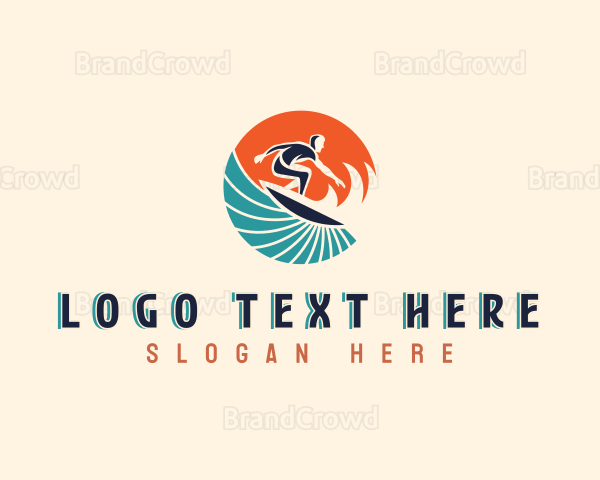 Surfer Beach Wave Logo