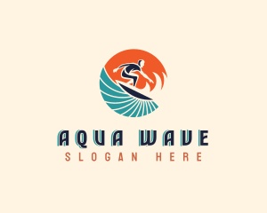 Surfer Beach Wave logo design