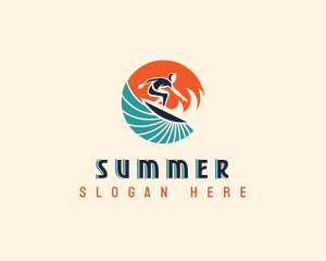 Surfer Beach Wave logo design