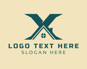 Roofing - House Window Letter X logo design