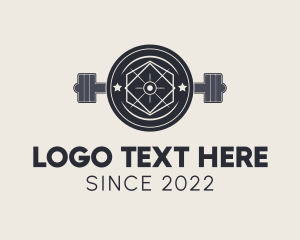 Physical Training - Hipster Gym Barbell logo design