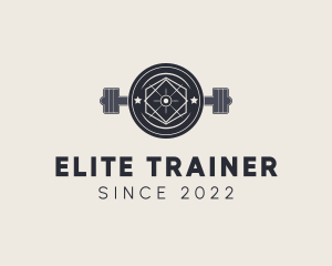 Hipster Gym Barbell logo design