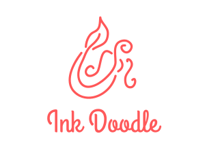 Pink Mermaid Scribble logo design