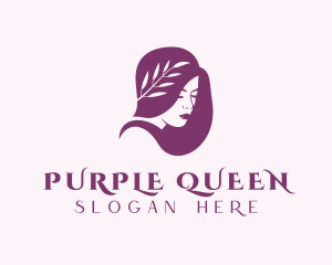 Purple Wreath Hair Lady logo design