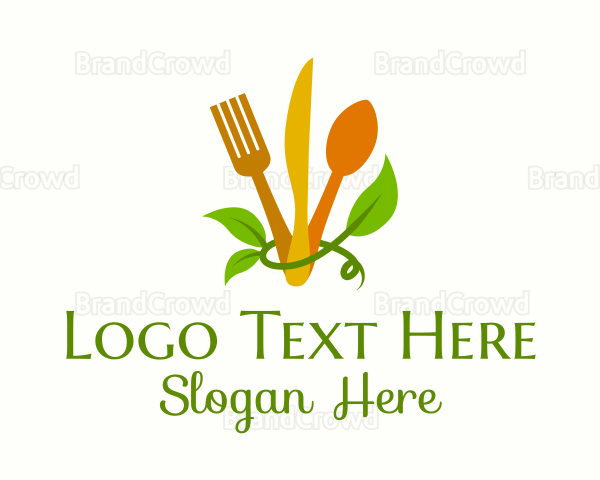 Cutlery Leaf Vine Logo