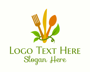 Kitchen - Cutlery Leaf Vine logo design