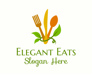 Cutlery Leaf Vine logo design