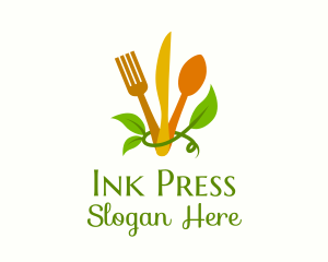 Restaurant - Cutlery Leaf Vine logo design