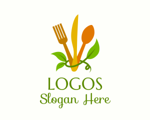 Colorful - Cutlery Leaf Vine logo design