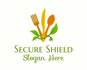 Dining - Cutlery Leaf Vine logo design