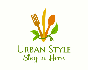 Nutritionist - Cutlery Leaf Vine logo design