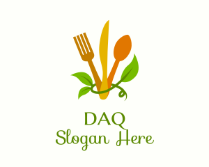 Meal - Cutlery Leaf Vine logo design