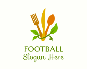 Vegan - Cutlery Leaf Vine logo design