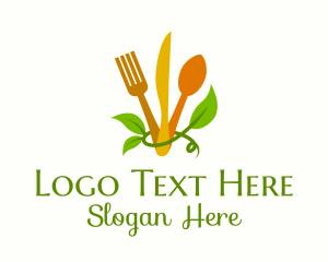 Cutlery Leaf Vine Logo