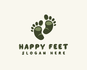 Feet - Human Barefoot Footprints logo design