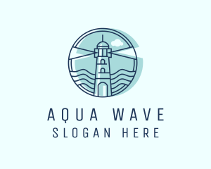 Sea Wave Lighthouse  logo design