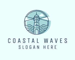 Sea Wave Lighthouse  logo design