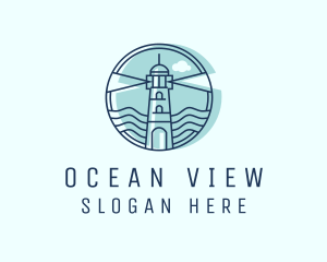 Sea Wave Lighthouse  logo design