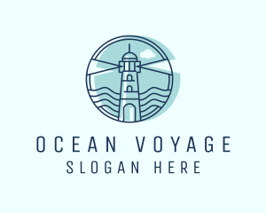 Sea Wave Lighthouse  logo design