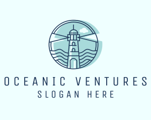 Sea Wave Lighthouse  logo design