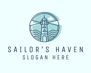 Sea Wave Lighthouse  logo design