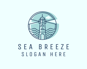 Sea Wave Lighthouse  logo design