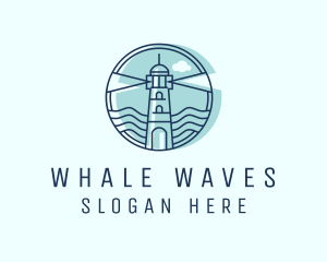 Sea Wave Lighthouse  logo design