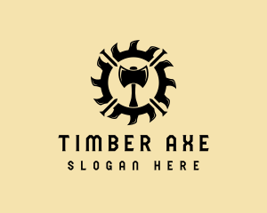 Saw Blade Axe Woodworking logo design