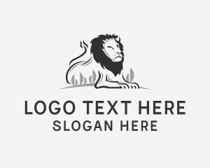 Serious - Resting Lion Wildlife logo design