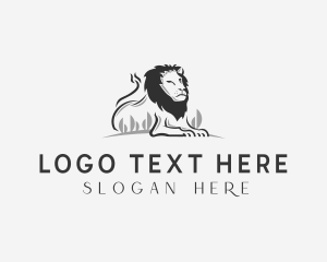 Luxury - Resting Lion Wildlife logo design