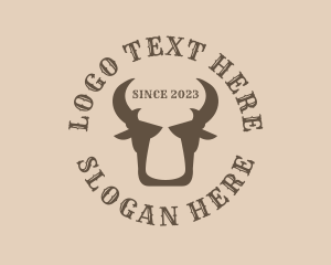 Ox - Retro Buffalo Horns logo design