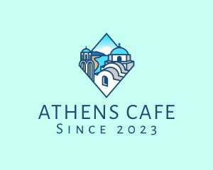 Athens - Santorini Greek Island logo design