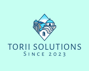 Santorini Greek Island logo design