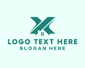 Resthouse - Home Realty Letter X logo design
