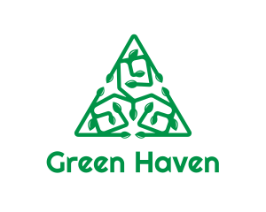 Leafy - Green Triangular Vines logo design
