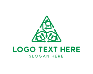Green - Green Triangular Vines logo design
