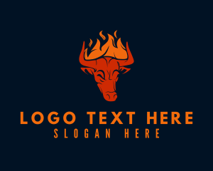 Blazing - Flaming Bull Horns logo design