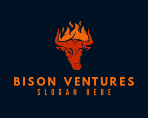 Flaming Bull Horns logo design