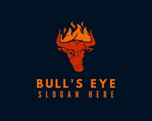 Flaming Bull Horns logo design