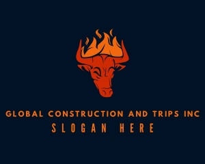 Ranch - Flaming Bull Horns logo design